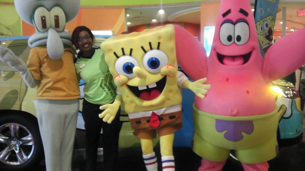 Girl smiling with Nickelodeon characters